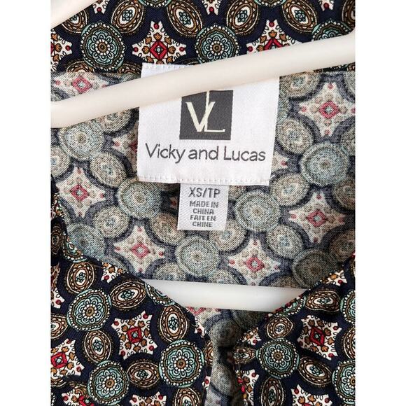 Vicky and Lucas Bohemian Printed Prairie Maxi Dress Women's Size XS - Picture 12 of 12